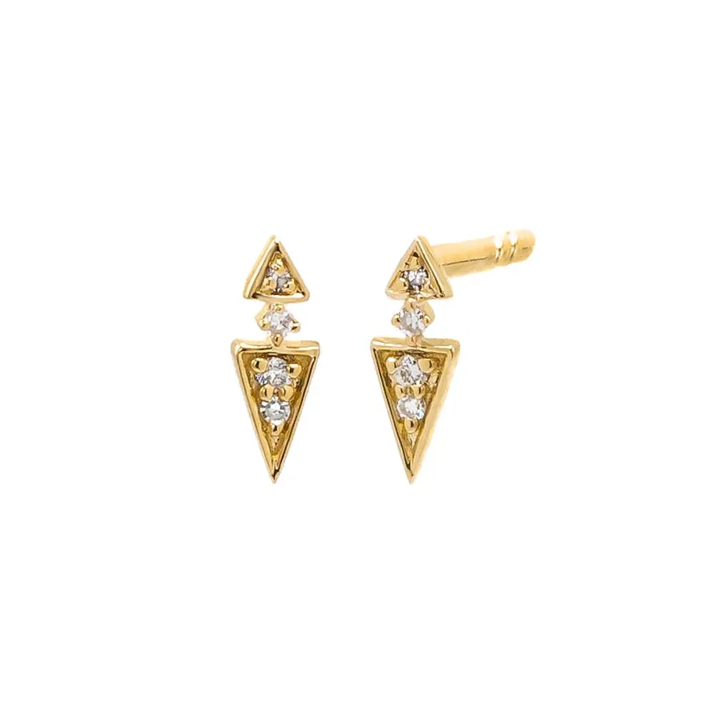 Diamond Dangling Triangle Stud Earring 14K sold by Adina Eden's