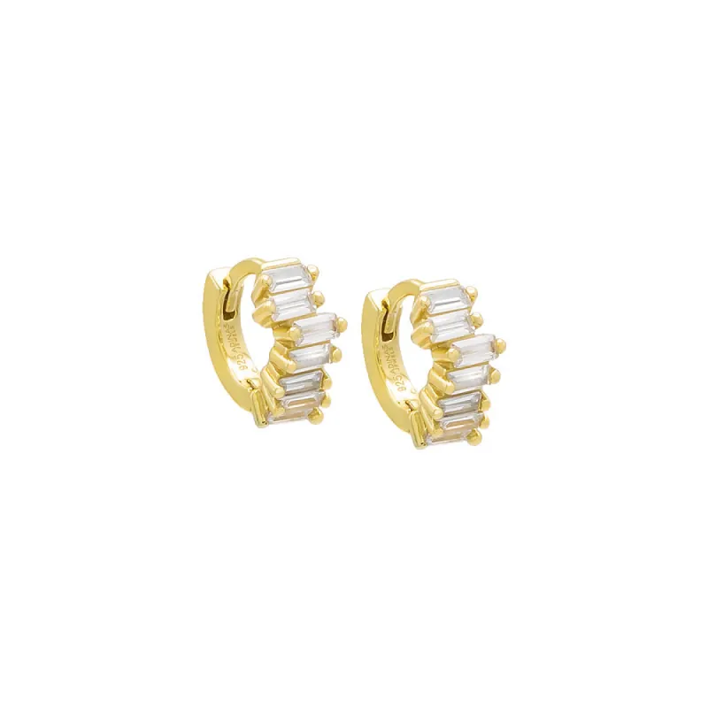 Mini Scattered Baguette Huggie Earring sold by Adina Eden's