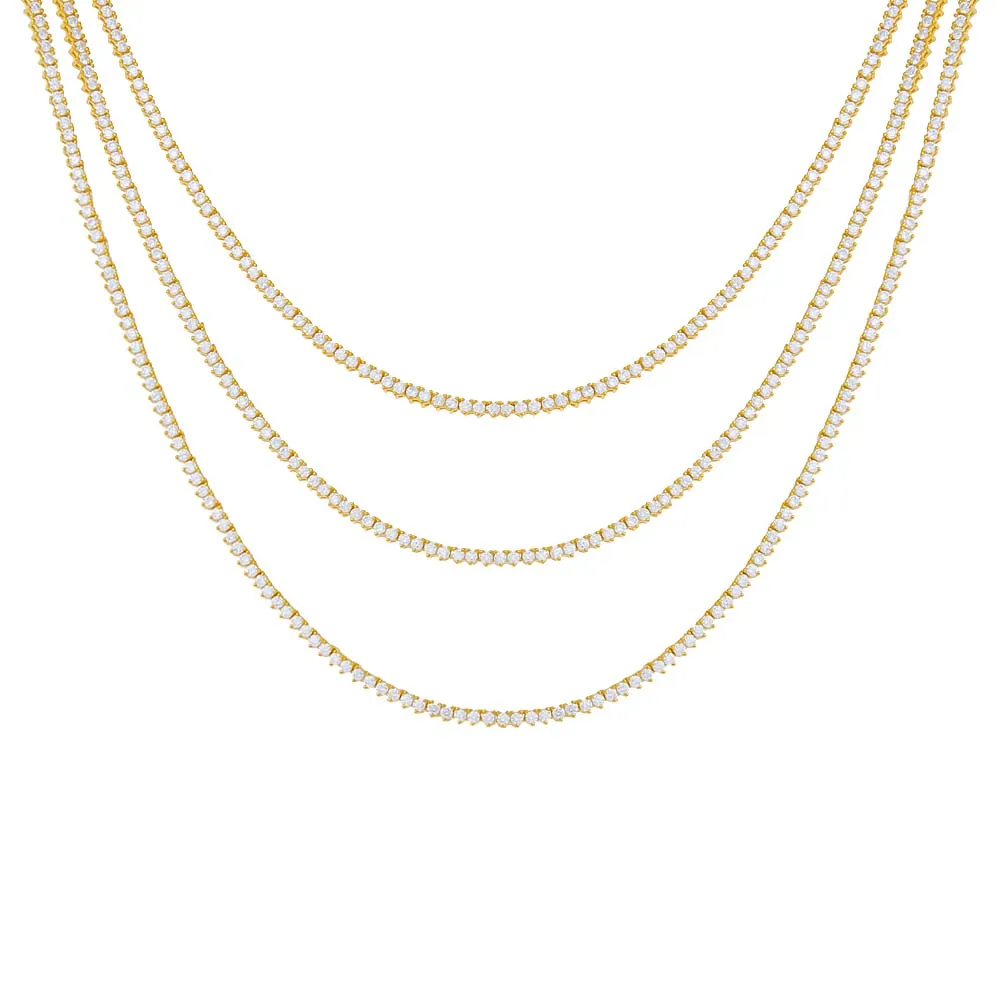 Thin Three Prong Tennis Necklace sold by Adina Eden's