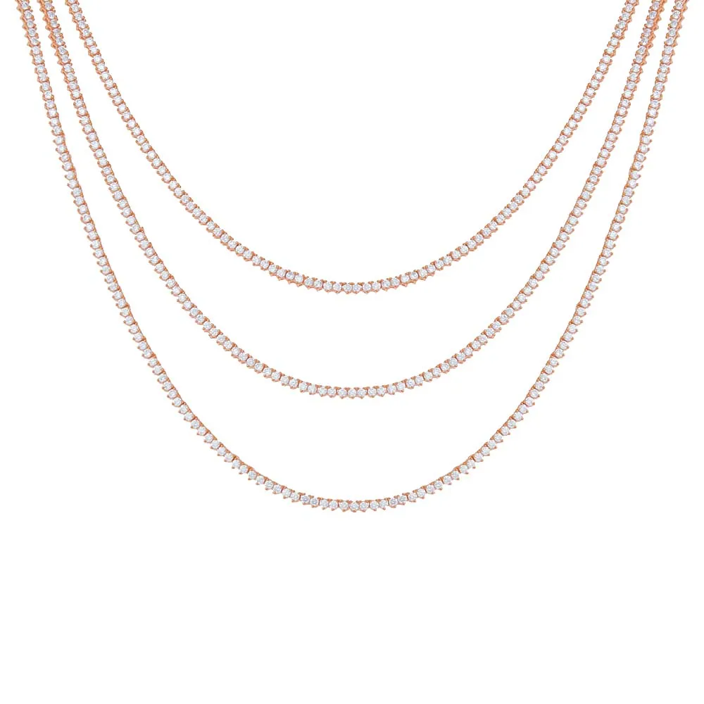 Thin Three Prong Tennis Necklace sold by Adina Eden's product image thumbnail 5