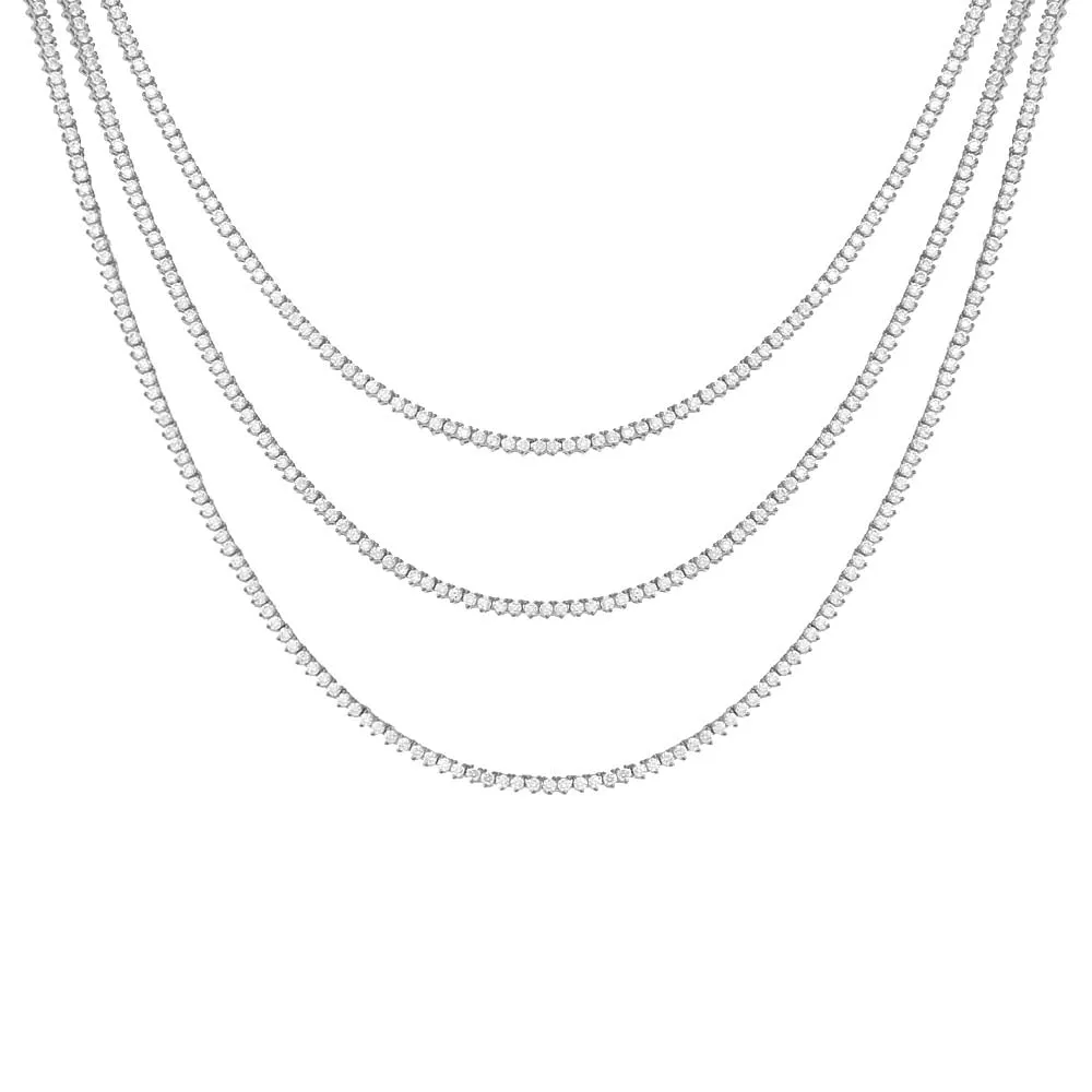 Thin Three Prong Tennis Necklace sold by Adina Eden's product image thumbnail 3