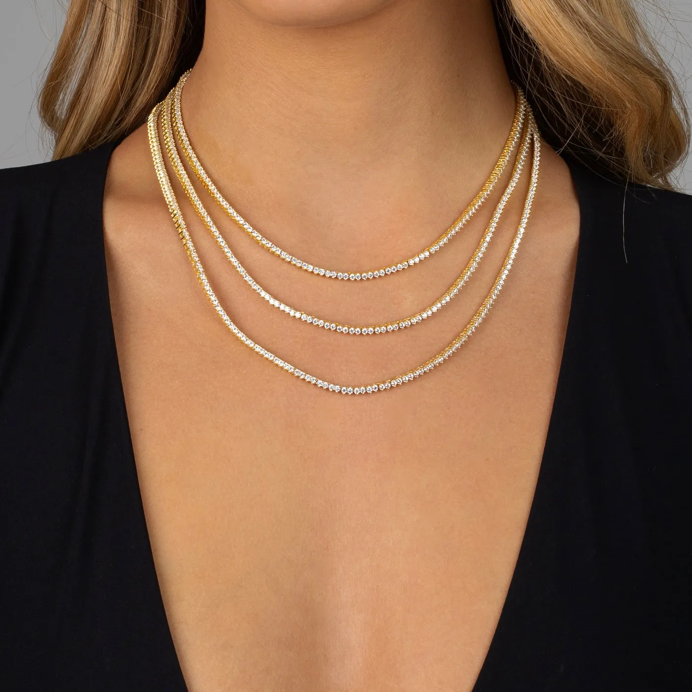 Thin Three Prong Tennis Necklace sold by Adina Eden's product image thumbnail 2