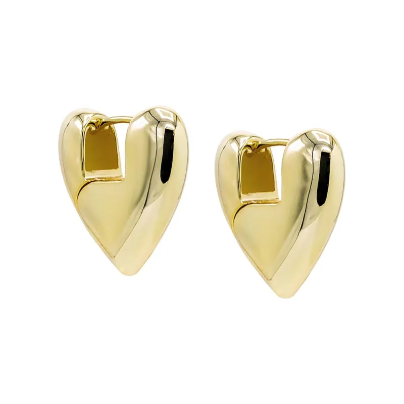 Solid Super Chunky Heart Hoop Earring sold by Adina Eden's