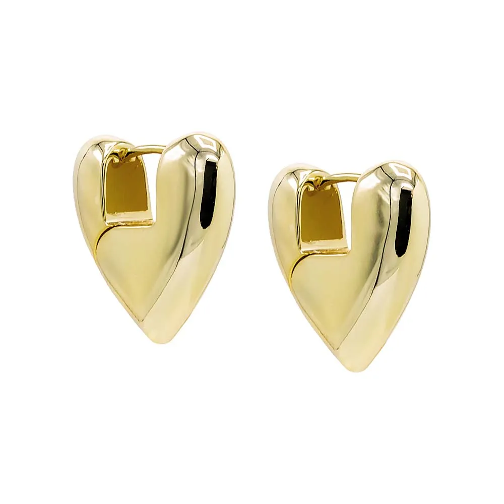 Solid Super Chunky Heart Hoop Earring sold by Adina Eden's