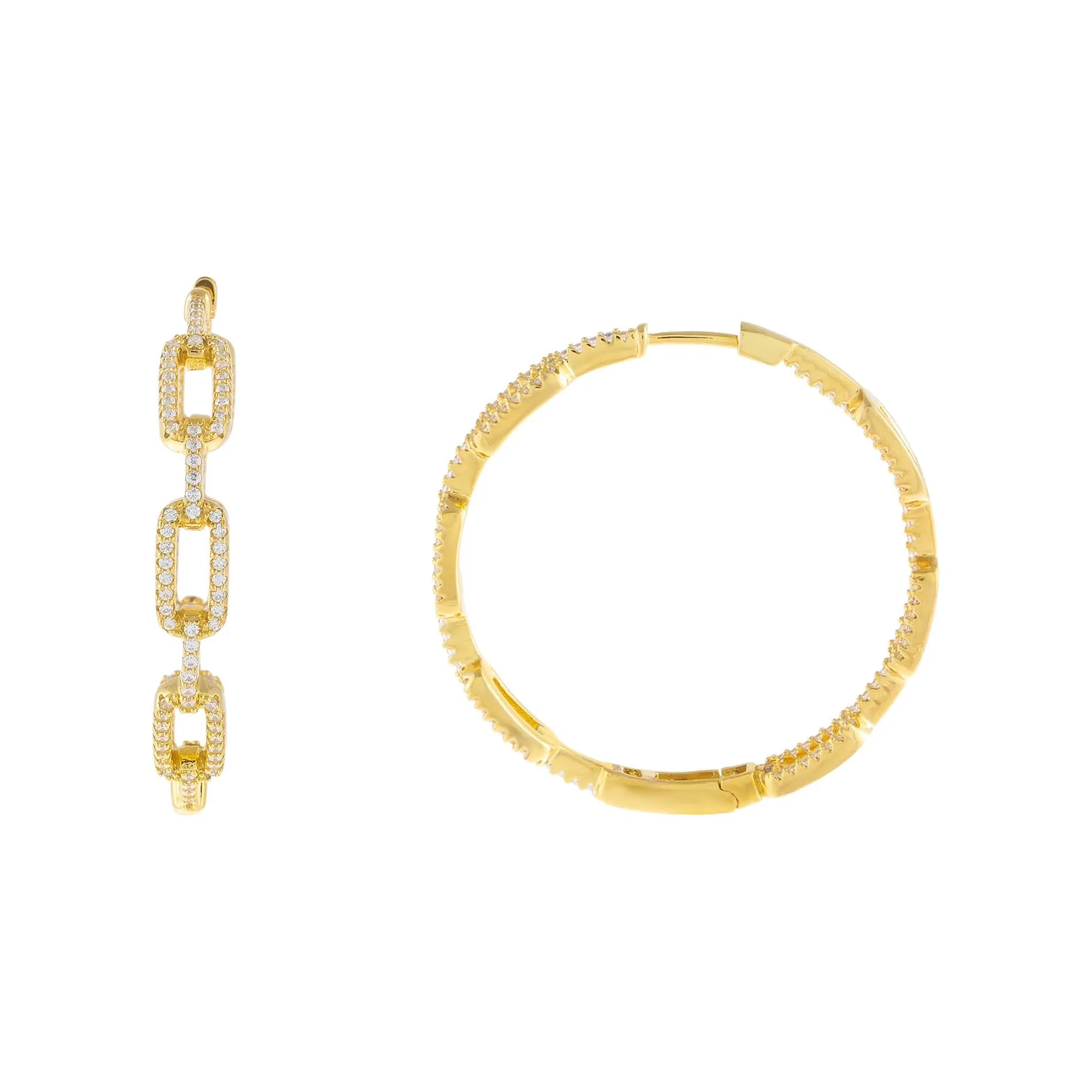 Pavé Open Link Hoop Earring sold by Adina Eden's
