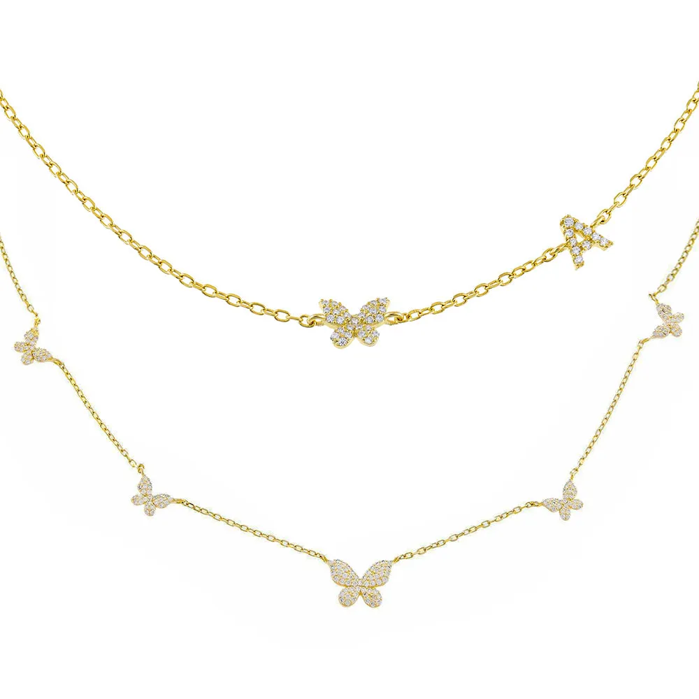 Butterflies X Initial Necklace Combo Set sold by Adina Eden's
