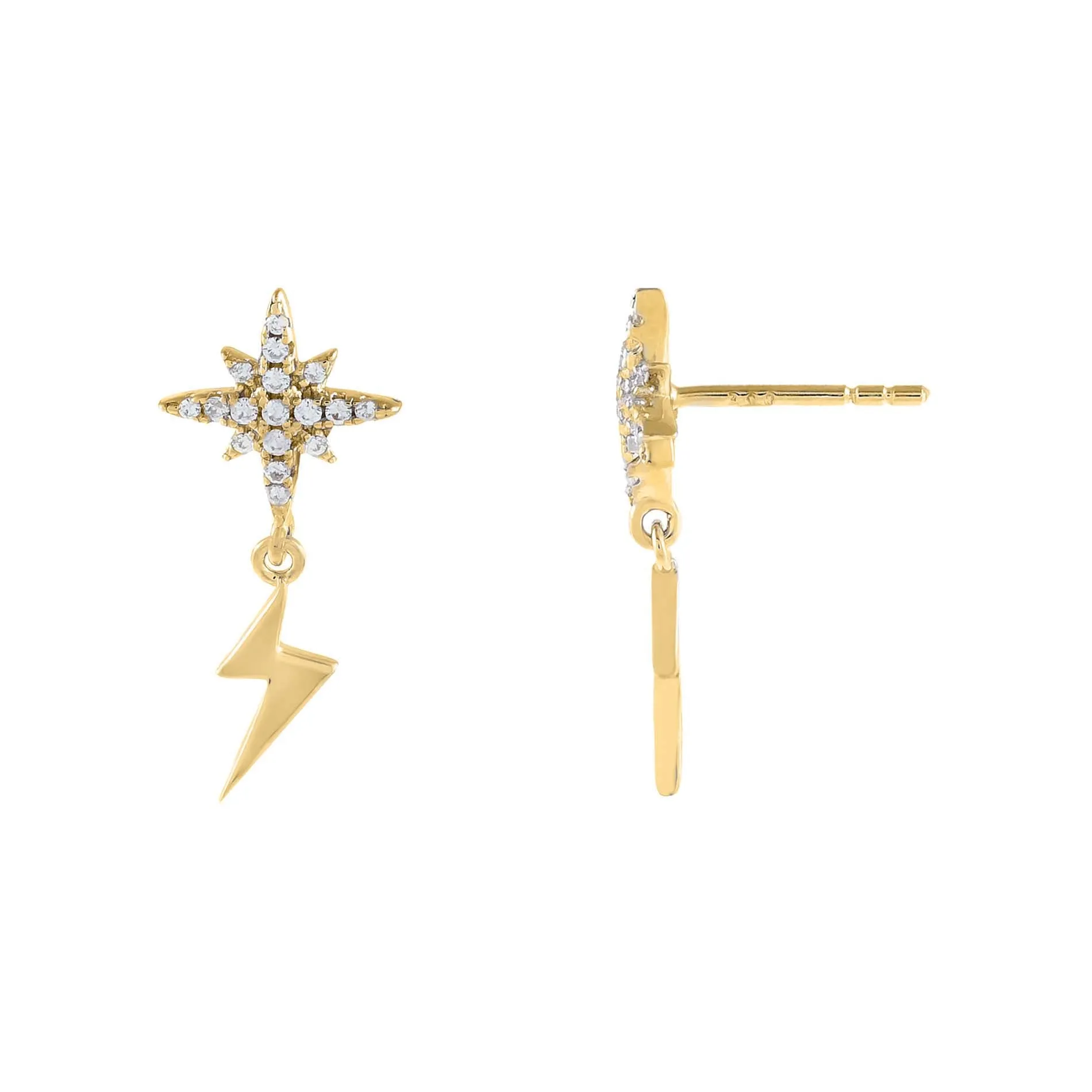 Pavé Starburst X Lightning Stud Earring sold by Adina Eden's