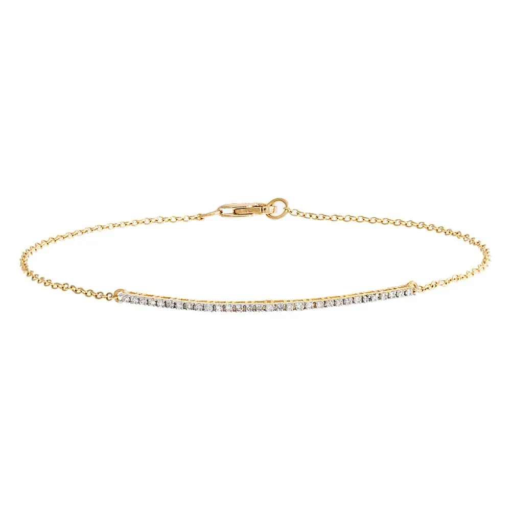 Dainty Diamond Pavé Bar Bracelet 14K sold by Adina Eden's