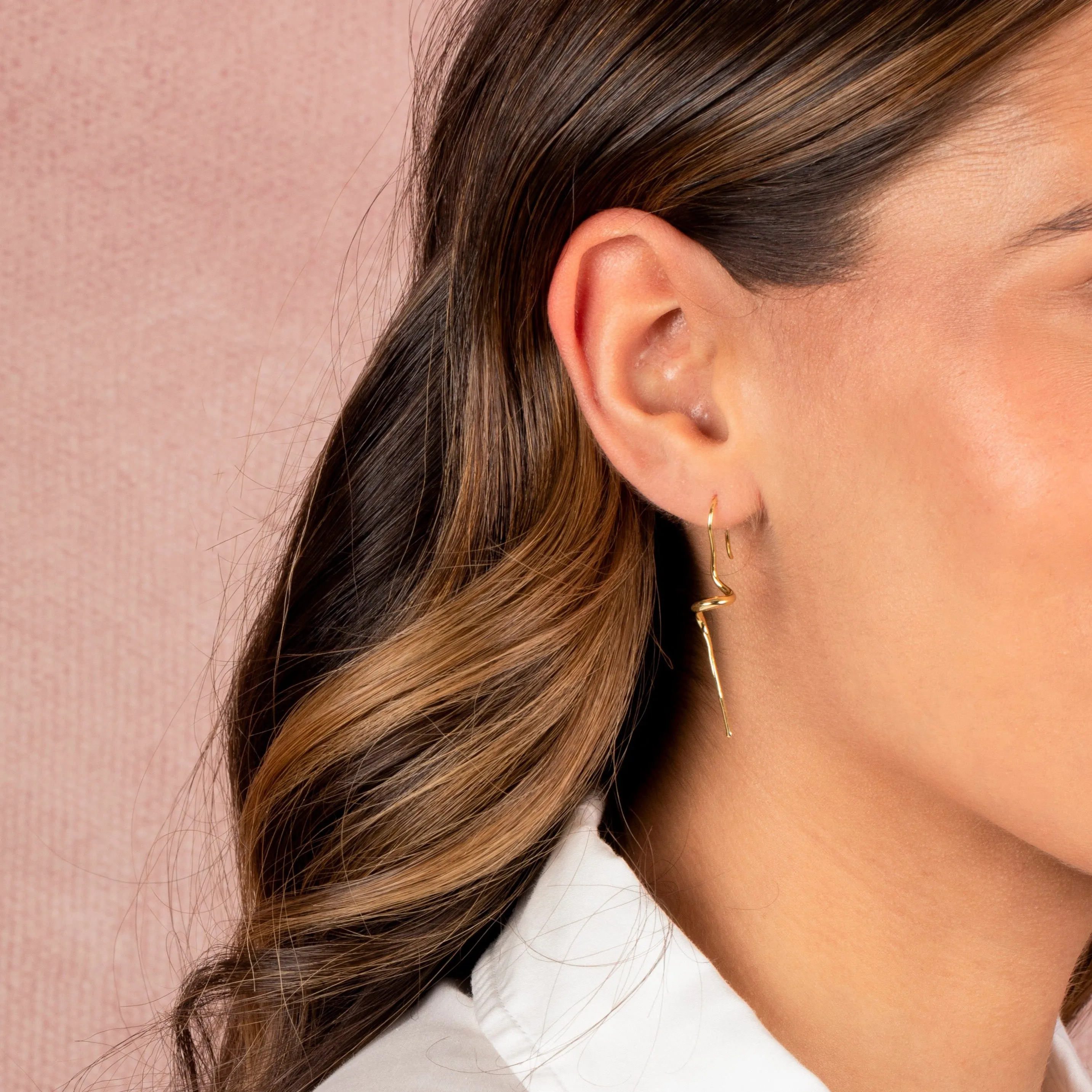 Solid Curved Drop Flow Earring sold by Adina Eden's product image thumbnail 2