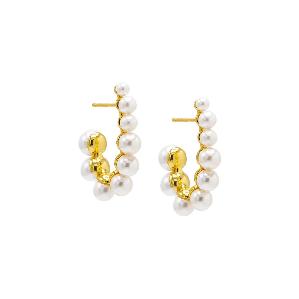 Multi Pearl Oval Elongated Hoop Earring sold by Adina Eden's