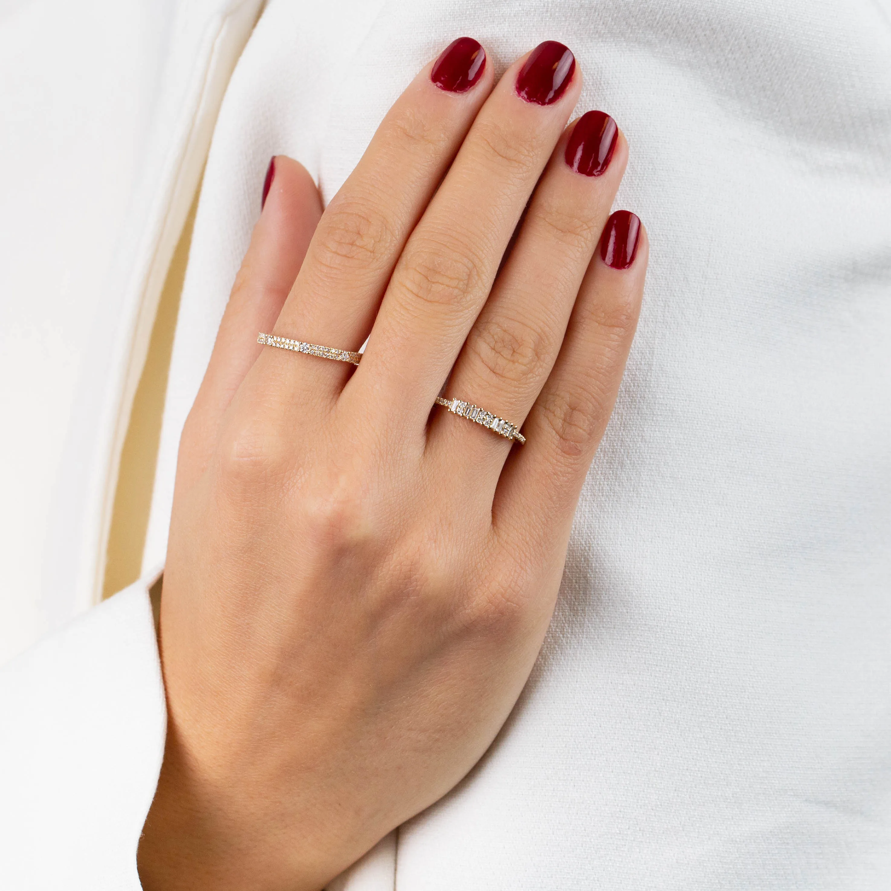 Diamond Double Row X Solitaire Band 14K sold by Adina Eden's product image thumbnail 2