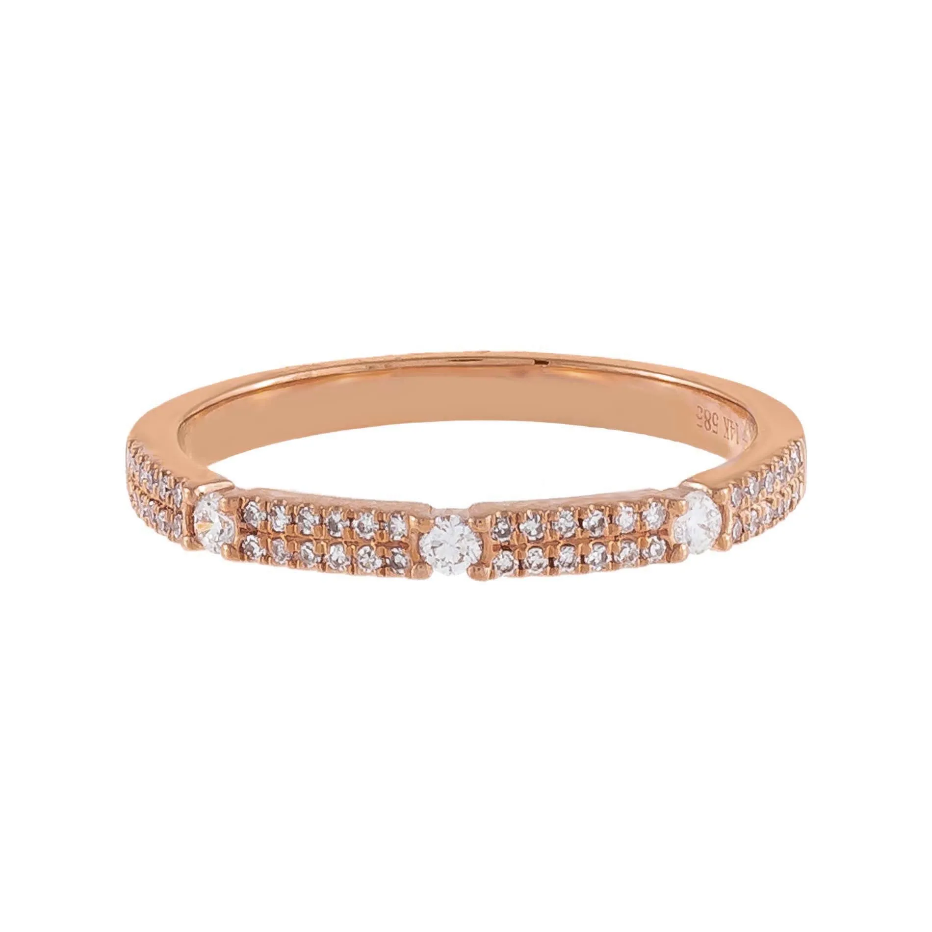 Diamond Double Row X Solitaire Band 14K sold by Adina Eden's product image thumbnail 4