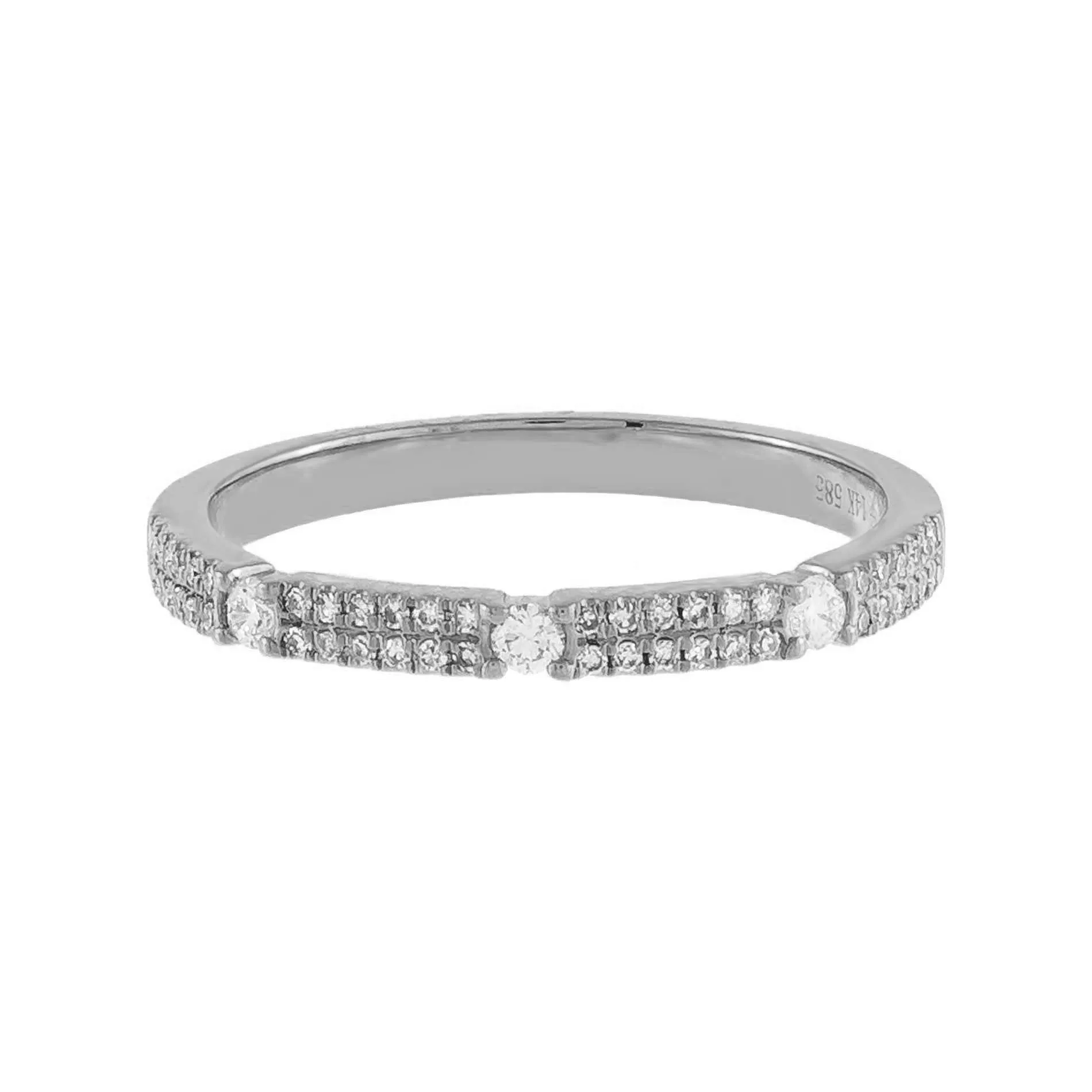 Diamond Double Row X Solitaire Band 14K sold by Adina Eden's product image thumbnail 3