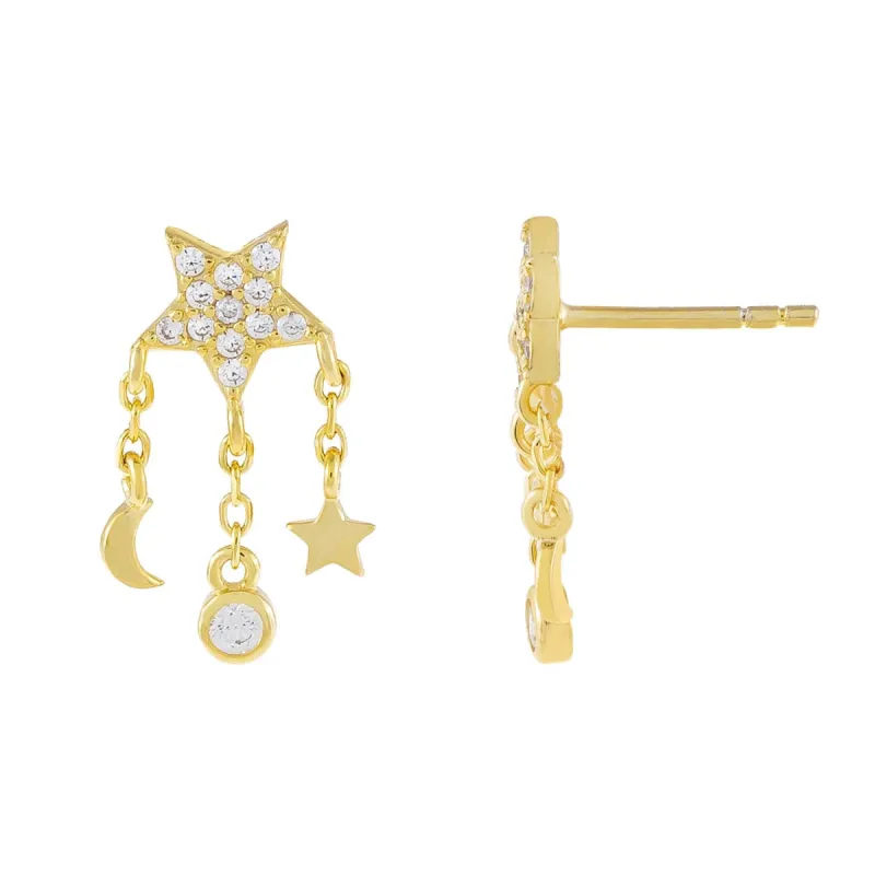 CZ Celestial Charms Stud Earring sold by Adina Eden's