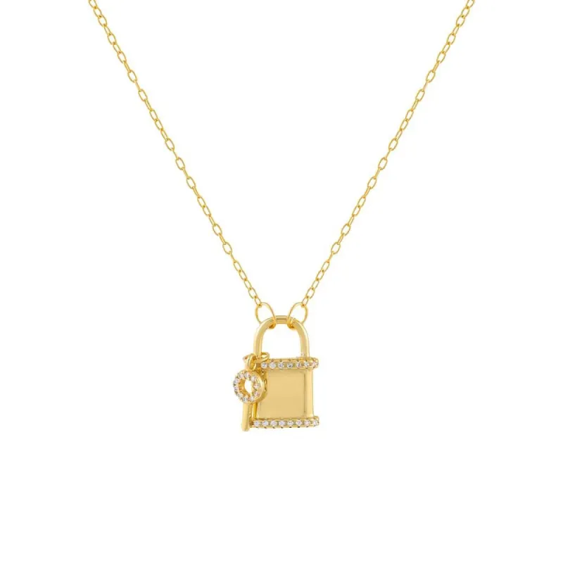 Large CZ Lock Necklace sold by Adina Eden's