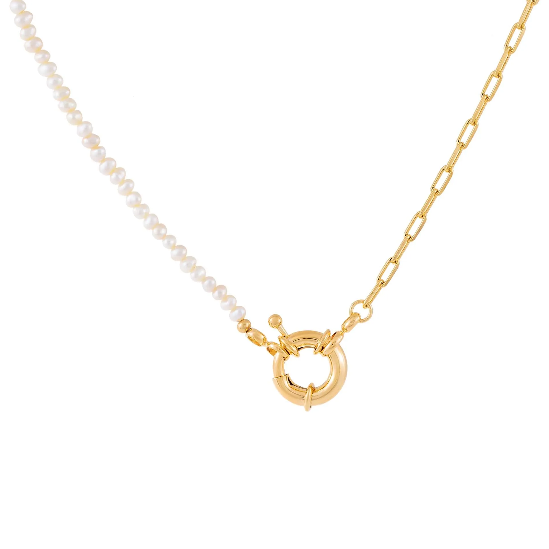 Pearl X Link Toggle Necklace sold by Adina Eden's