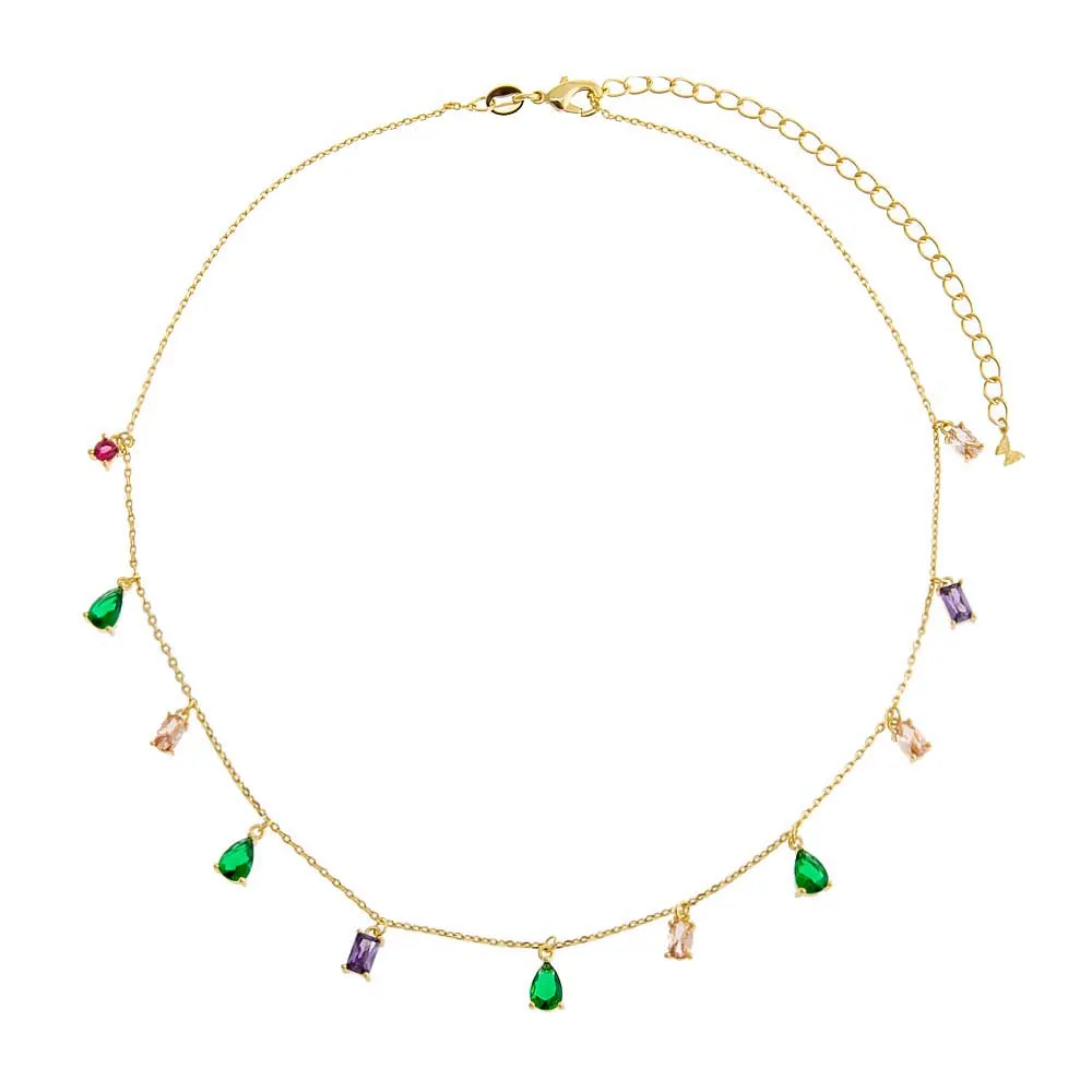 Colored CZ Multi Shape Dangling Necklace sold by Adina Eden's product image thumbnail 3