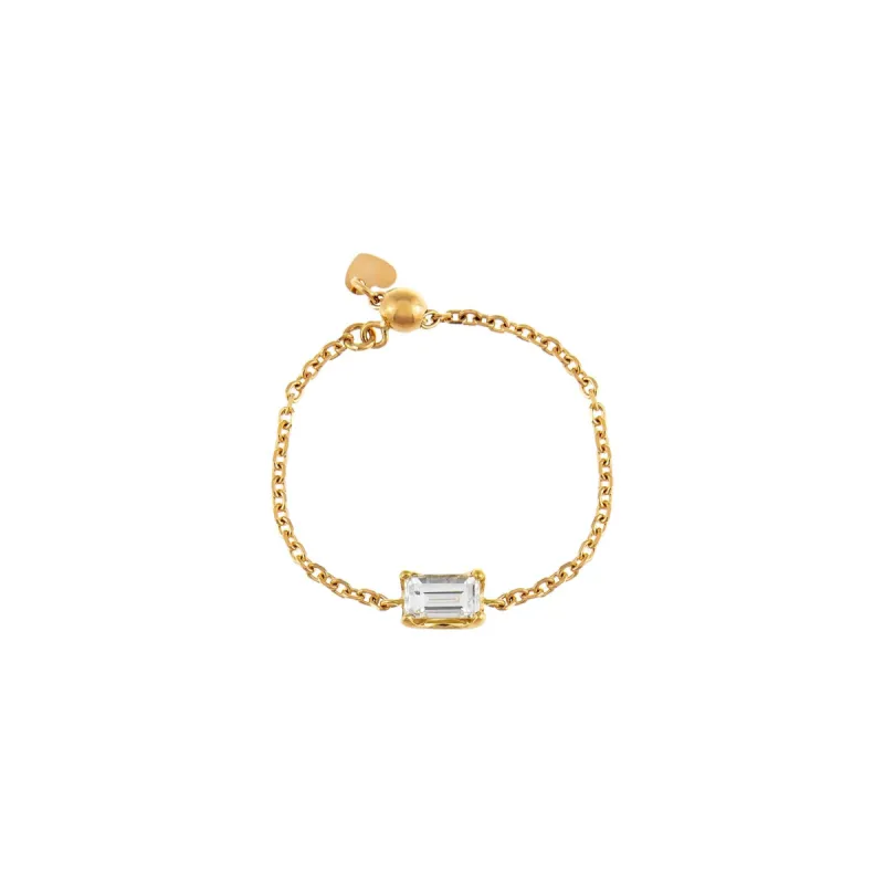 Diamond Baguette Chain Ring 14K sold by Adina Eden's