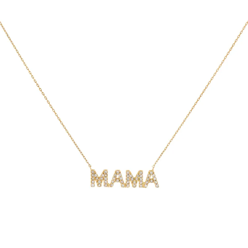 Diamond Mama Nameplate Necklace 14K sold by Adina Eden's