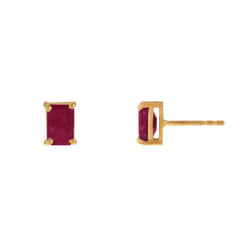 Colored Gemstone Baguette Stud Earring 14K sold by Adina Eden's