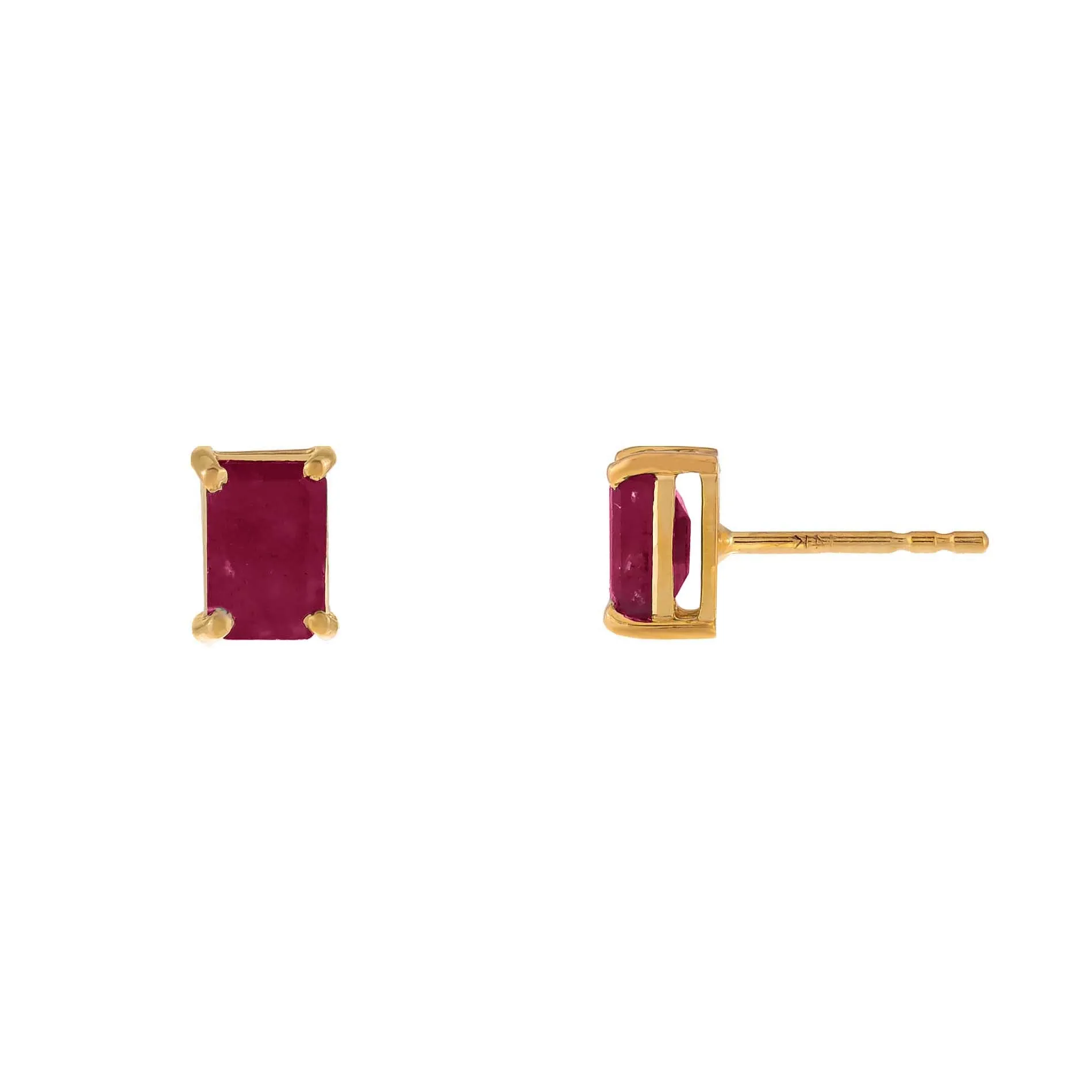 Colored Gemstone Baguette Stud Earring 14K sold by Adina Eden's