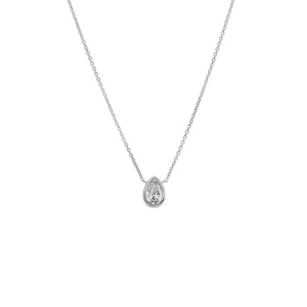 Lab Grown Diamond Pear Bezel Necklace 14K sold by Adina Eden's product image thumbnail 2