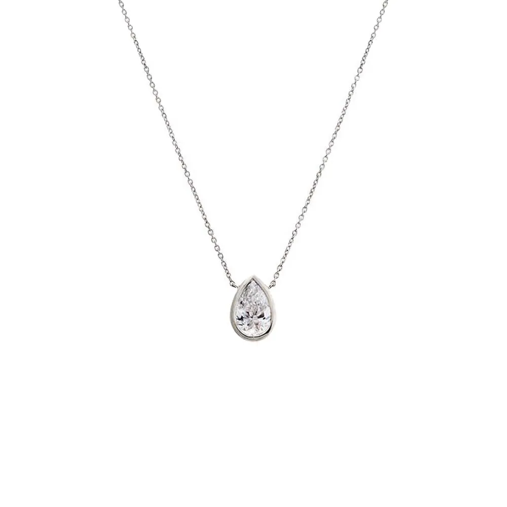 Lab Grown Diamond Pear Bezel Necklace 14K sold by Adina Eden's product image thumbnail 4