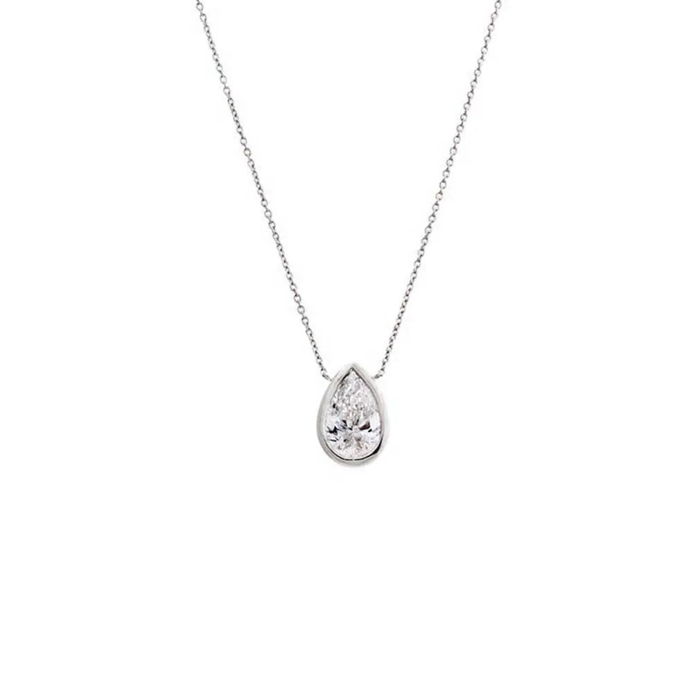Lab Grown Diamond Pear Bezel Necklace 14K sold by Adina Eden's product image thumbnail 3