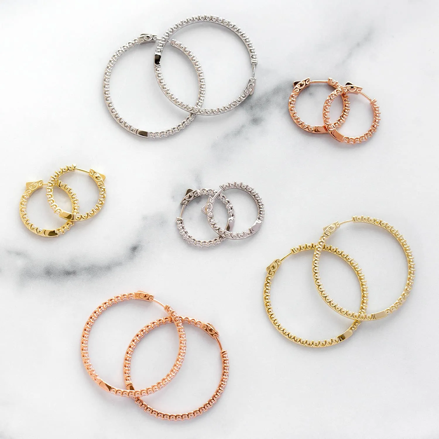 CZ Thin Round Hoop Earring sold by Adina Eden's product image thumbnail 4