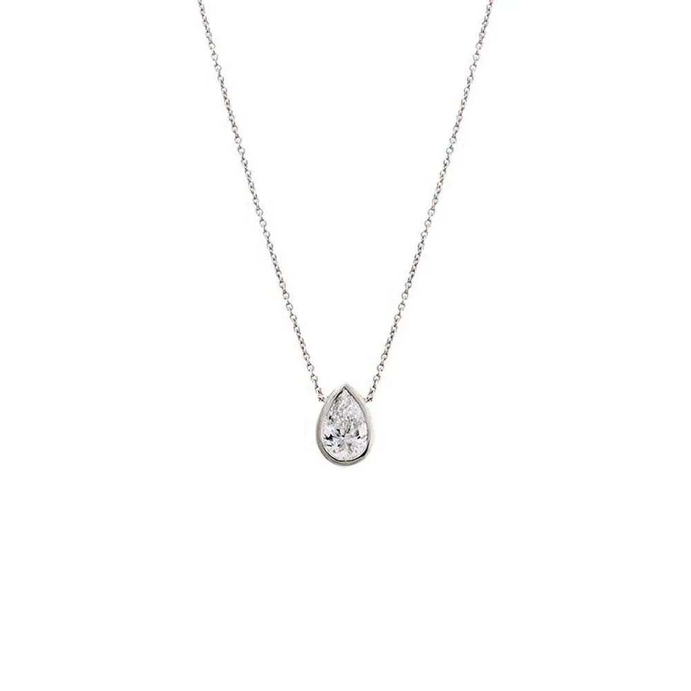 Lab Grown Diamond Pear Bezel Necklace 14K sold by Adina Eden's product image thumbnail 5