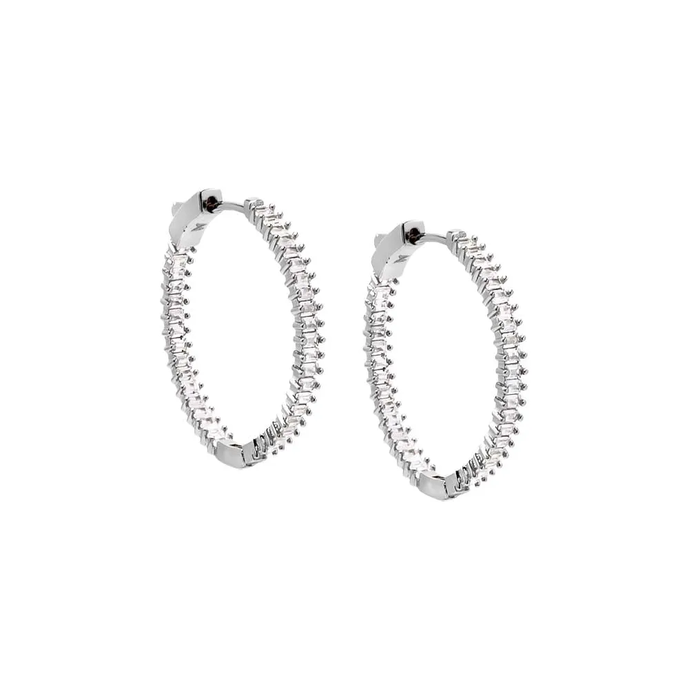 Fancy Baguette Open Hoop Earring sold by Adina Eden's product image thumbnail 3