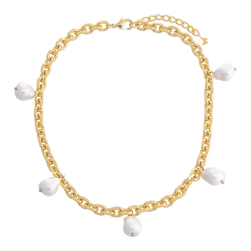 Dangling Pearl Jumbo Round Chain Necklace sold by Adina Eden's product image thumbnail 3