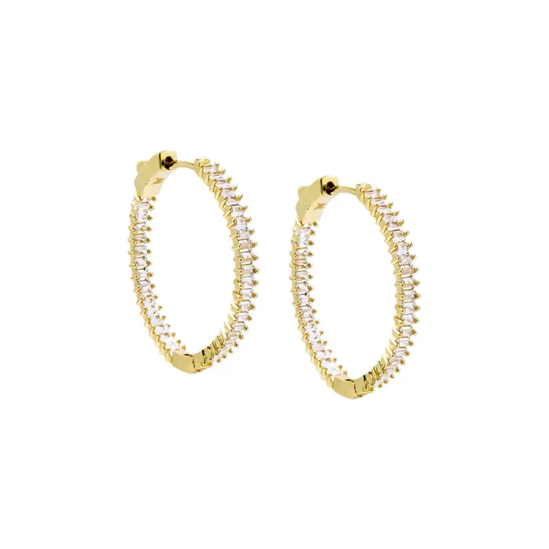 Fancy Baguette Open Hoop Earring sold by Adina Eden's