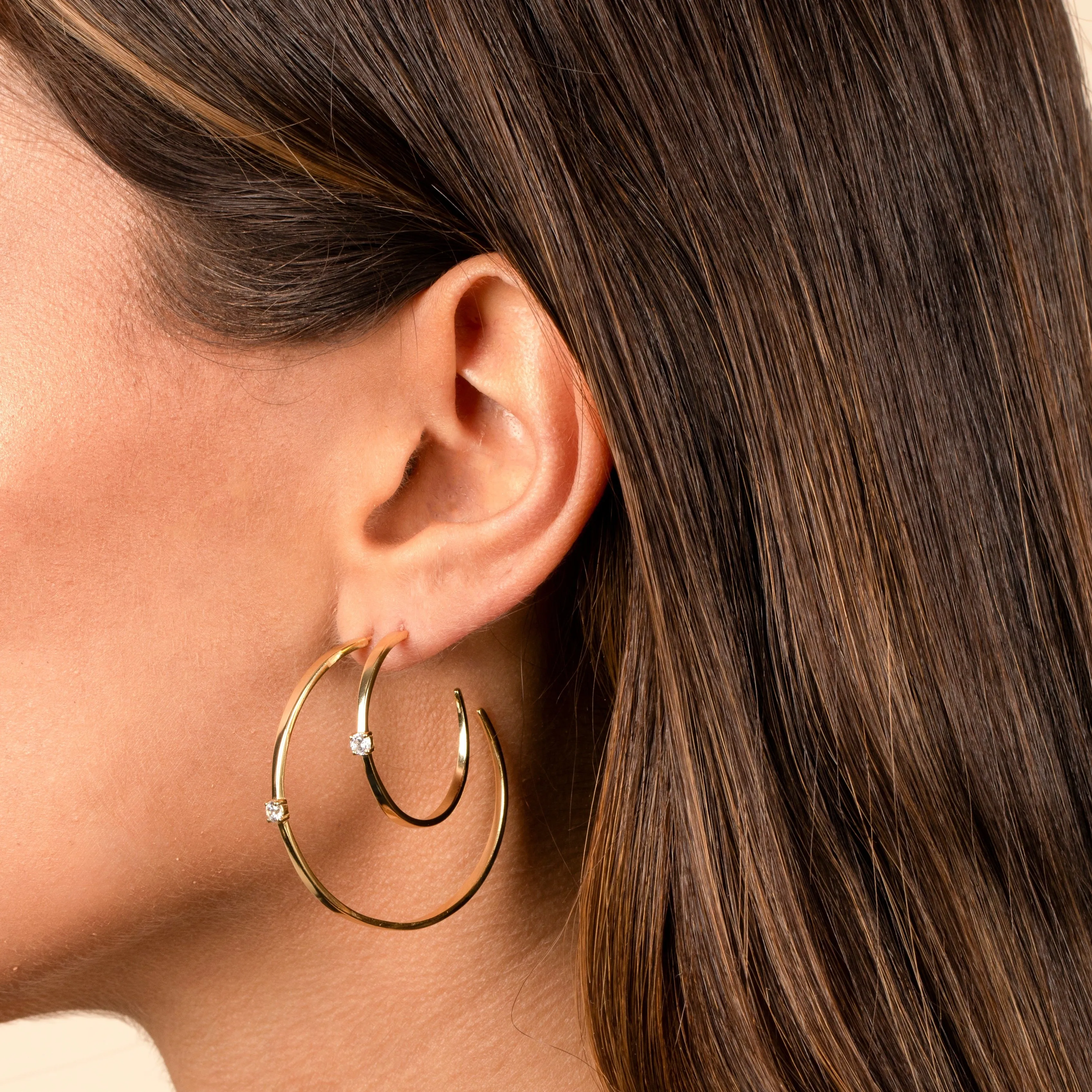 CZ Solitaire Open Hoop Earring sold by Adina Eden's product image thumbnail 4