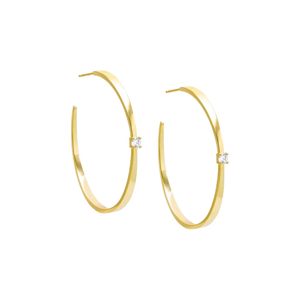 CZ Solitaire Open Hoop Earring sold by Adina Eden's product image thumbnail 3