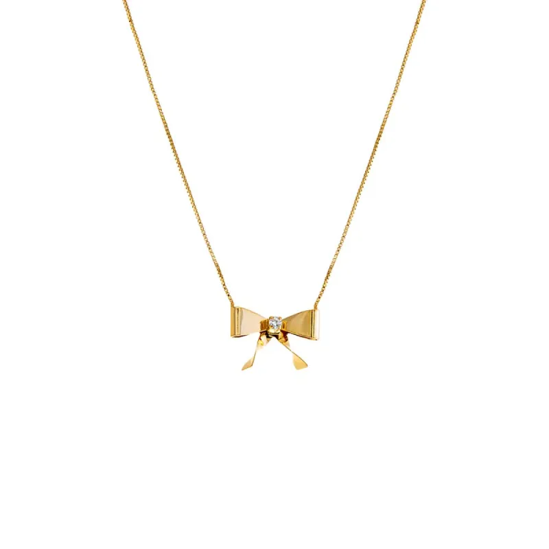 CZ Bow Tie Pendant Necklace sold by Adina Eden's