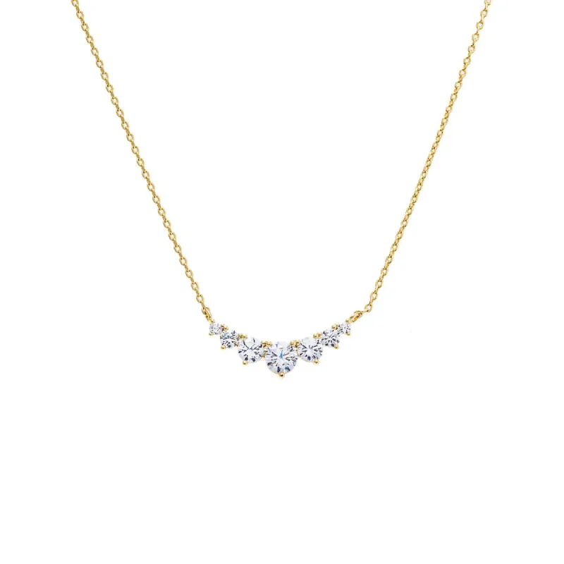 CZ Graduated Curved Bar Necklace sold by Adina Eden's