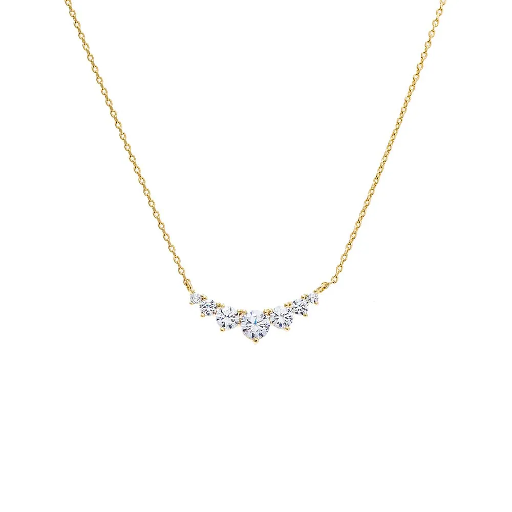 CZ Graduated Curved Bar Necklace sold by Adina Eden's
