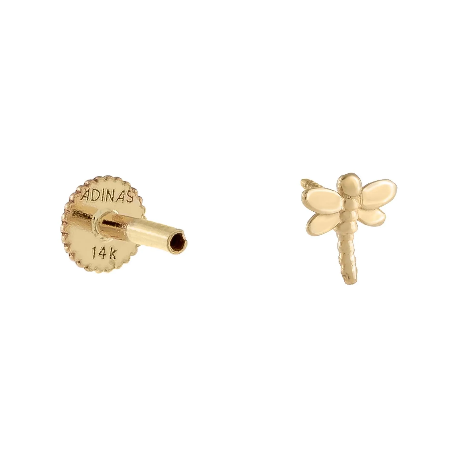 Dragonfly Threaded Stud Earring 14K sold by Adina Eden's product image thumbnail 3