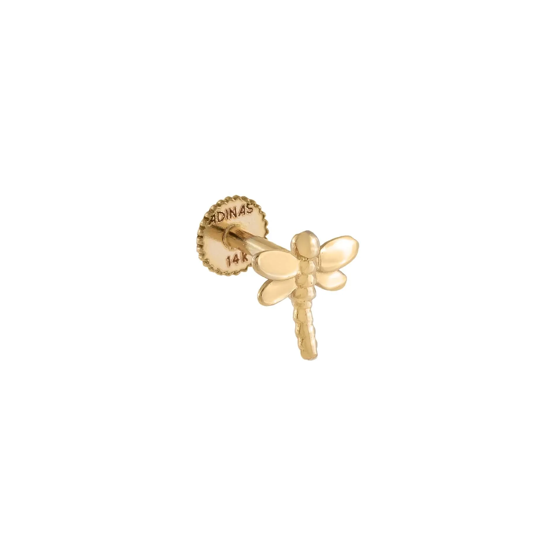 Dragonfly Threaded Stud Earring 14K sold by Adina Eden's