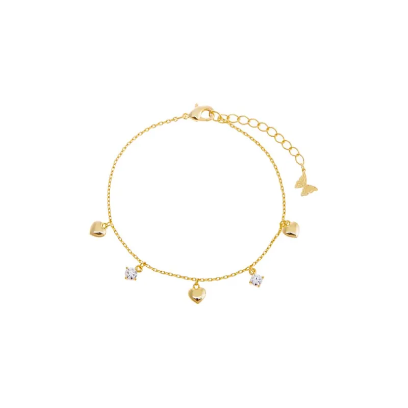 CZ X Puffy Heart Dangling Bracelet sold by Adina Eden's
