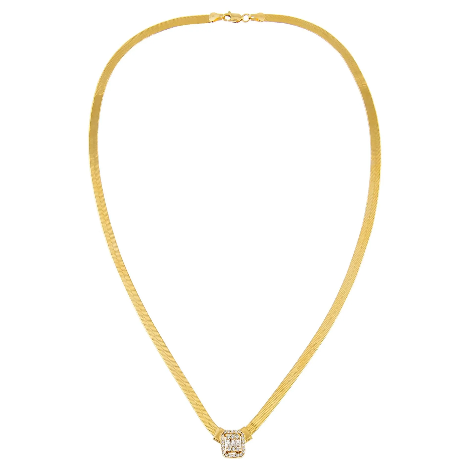 CZ Illusion Baguette Herringbone Necklace 14K sold by Adina Eden's product image thumbnail 3
