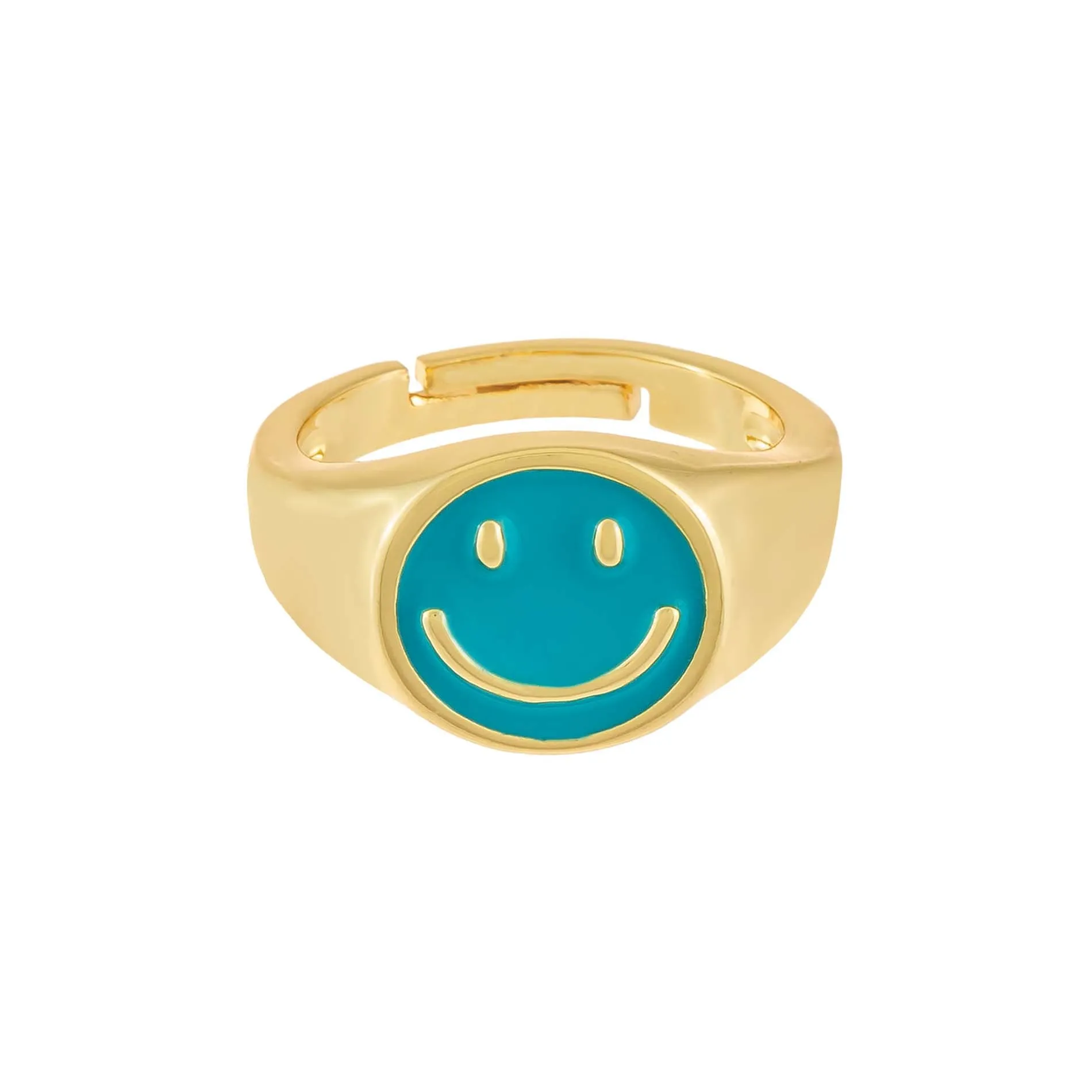 Neon Enamel Smiley Face Adjustable Ring sold by Adina Eden's product image thumbnail 3