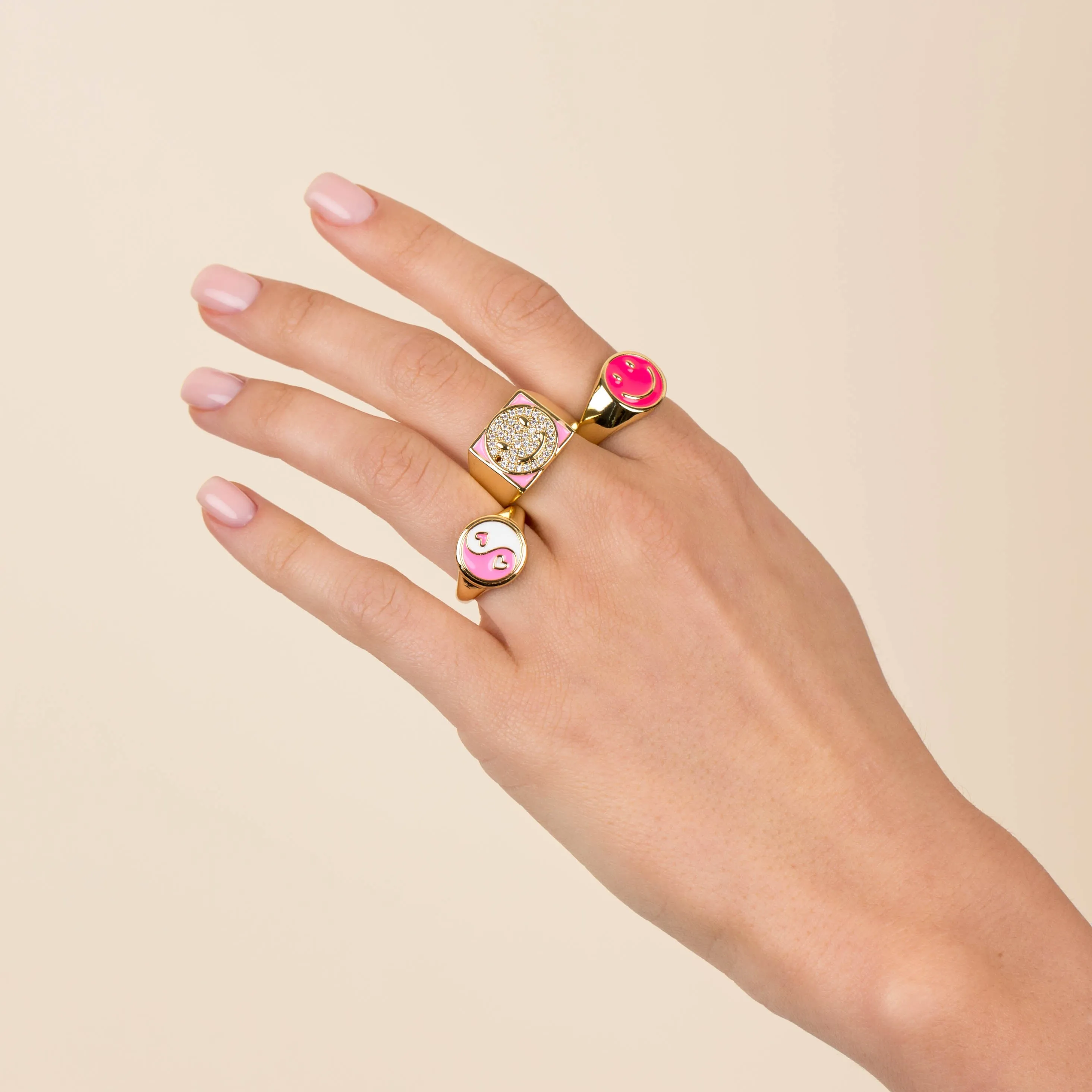 Neon Enamel Smiley Face Adjustable Ring sold by Adina Eden's product image thumbnail 2