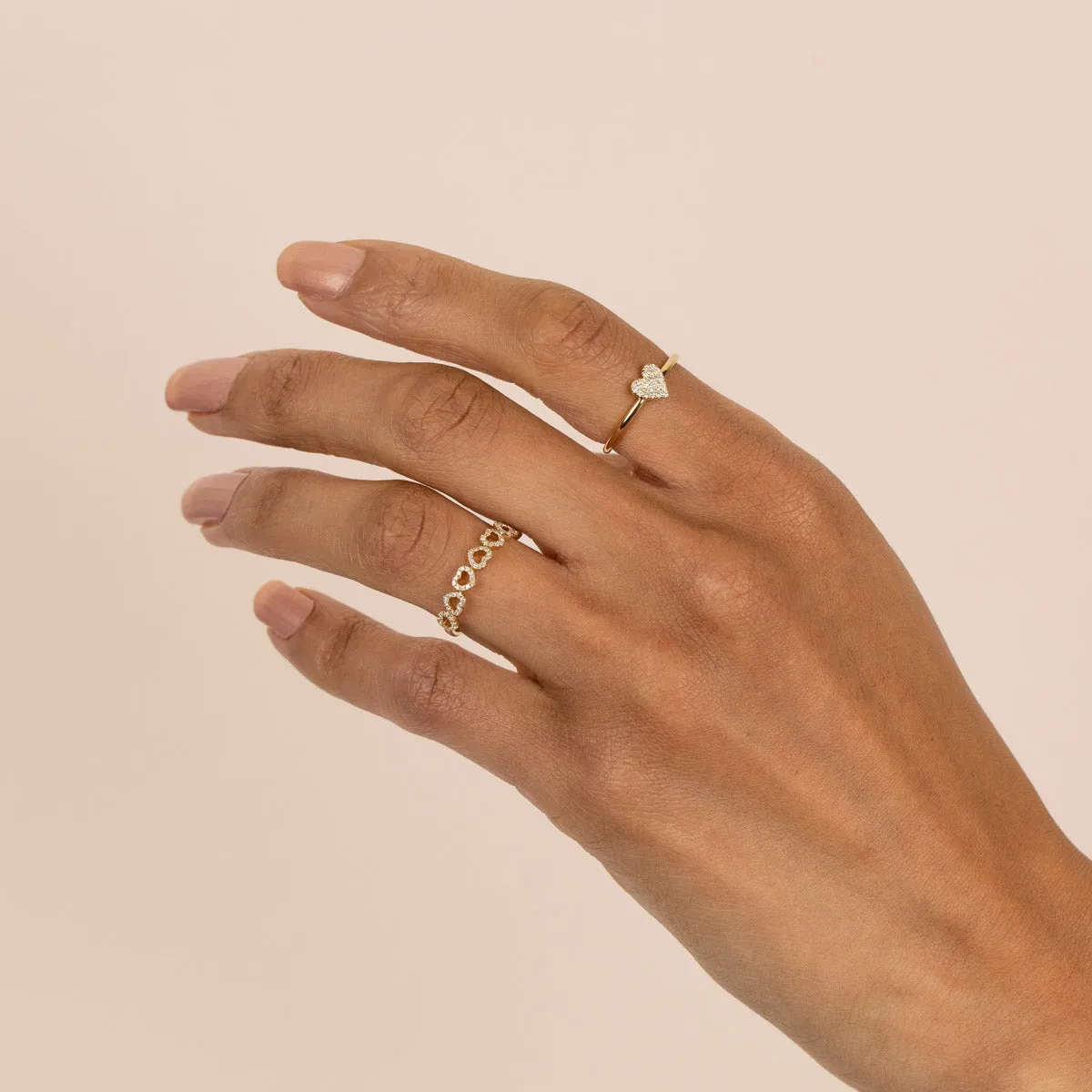 Diamond Pavé Open Heart Band Ring 14K sold by Adina Eden's product image thumbnail 2
