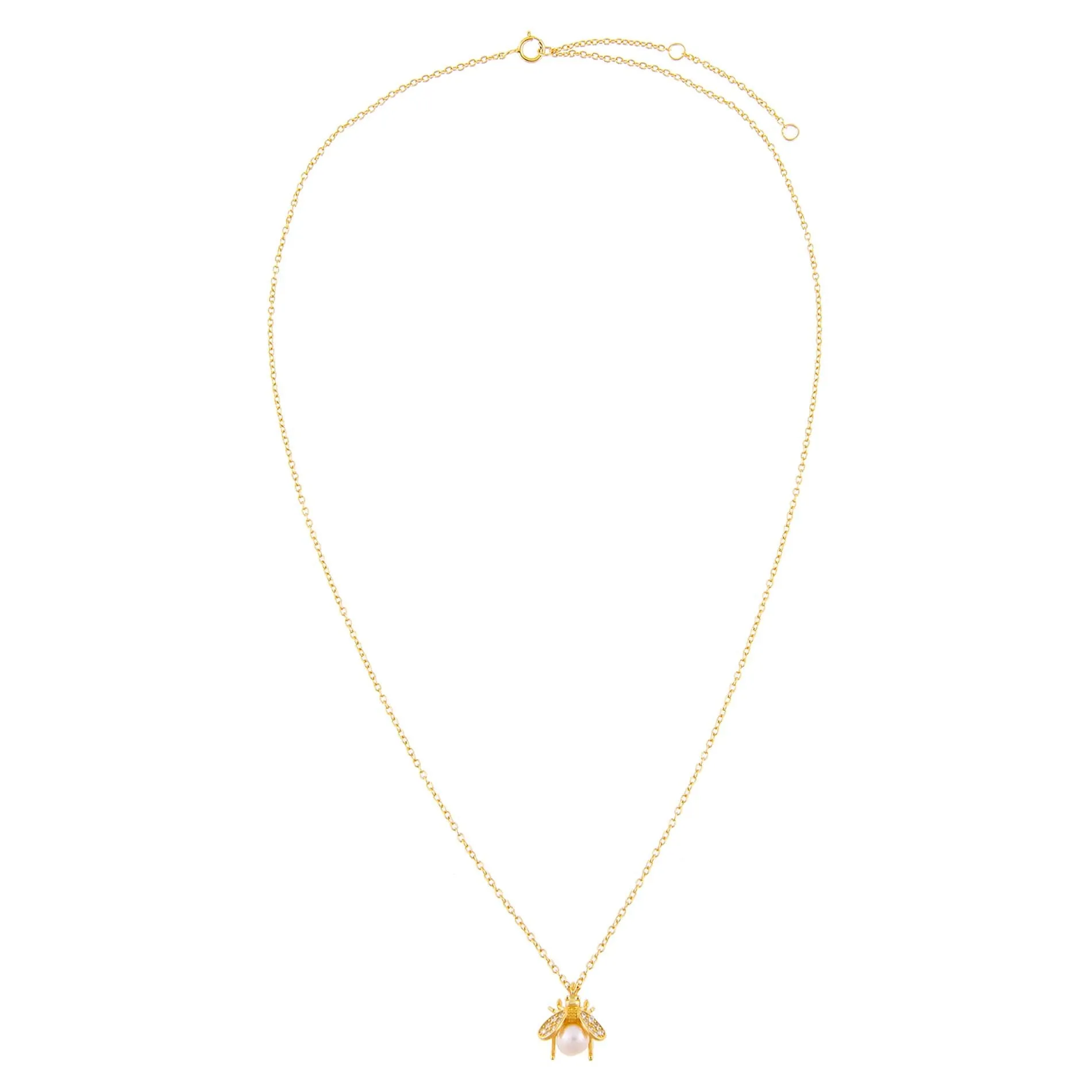 CZ Pearl Bee Necklace sold by Adina Eden's product image thumbnail 2