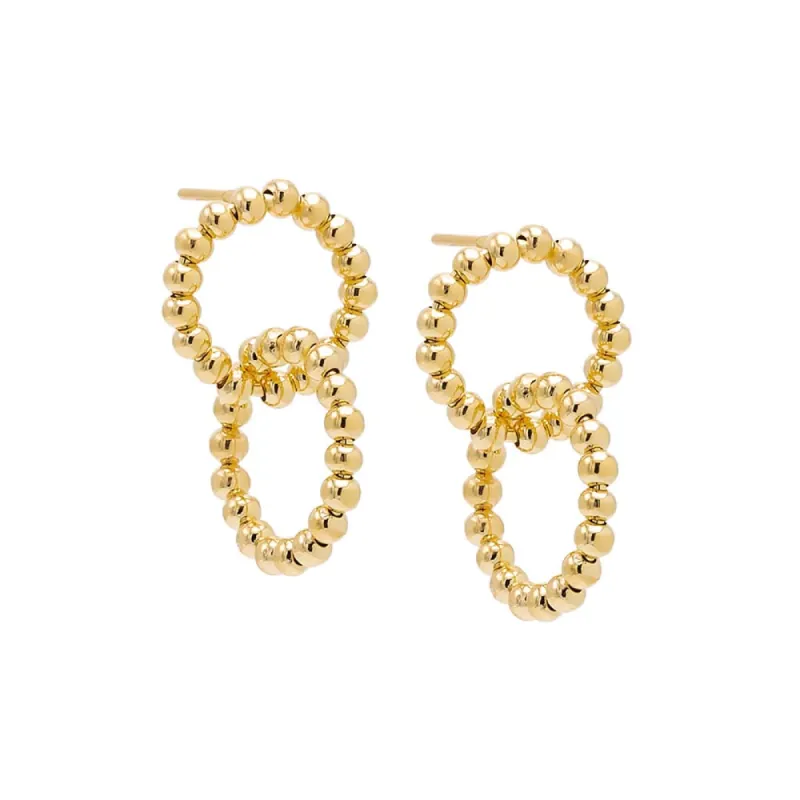Small Beaded Double Circle Drop Stud Earring sold by Adina Eden's