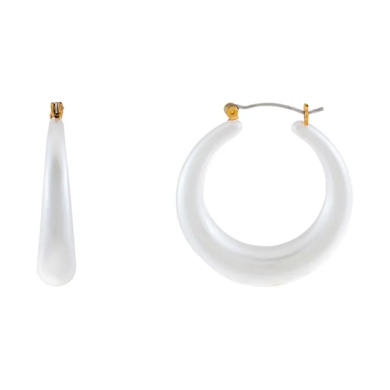 Wide Pearl Hoop Earring sold by Adina Eden's