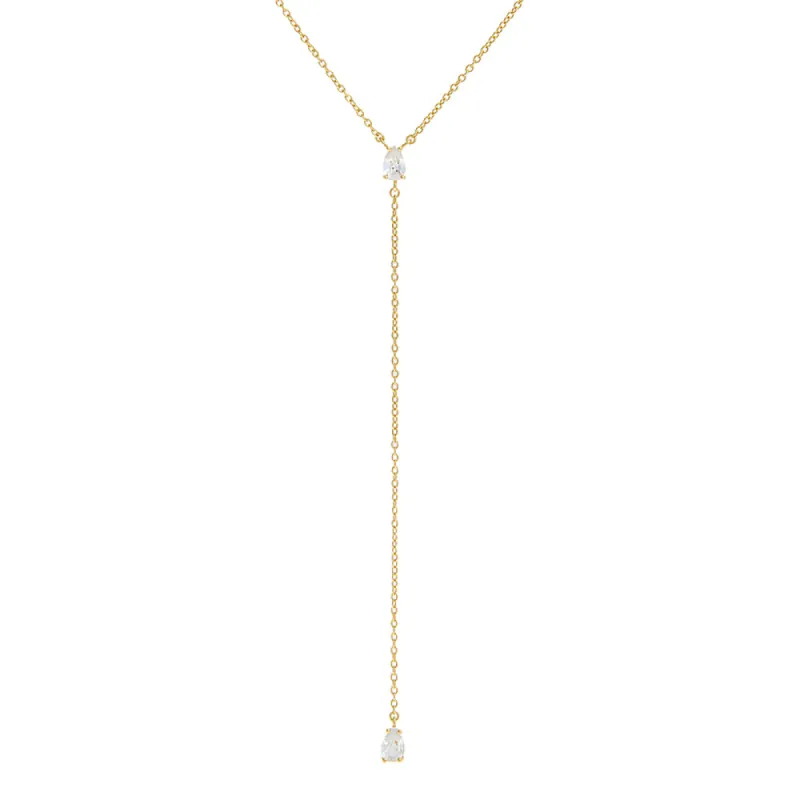 CZ Teardrop Lariat sold by Adina Eden's