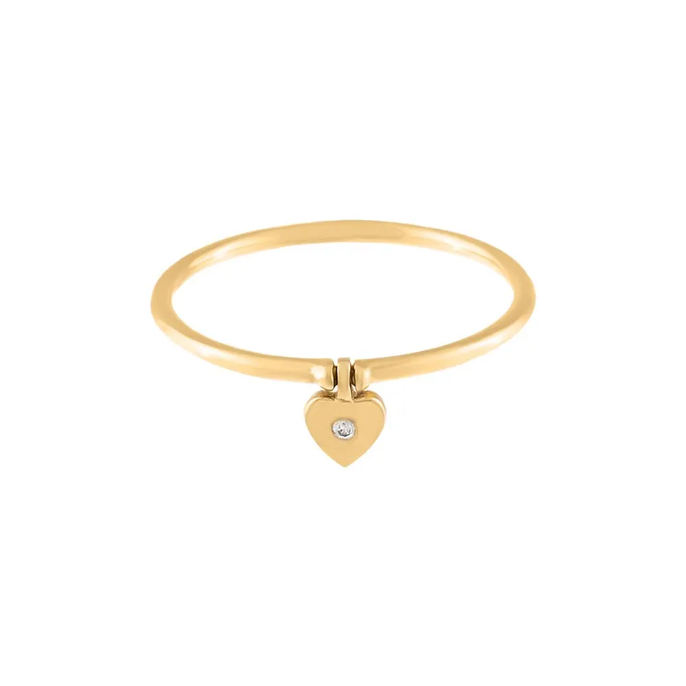 Diamond Heart Charm Ring 14K sold by Adina Eden's